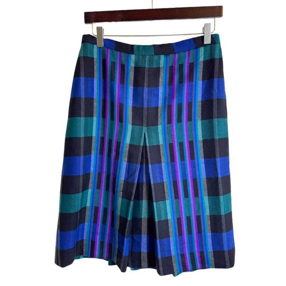 Vintage Skirt - 1950’s Gor-Ray Blue-Black Pleated Wool Skirt Modern Size 6 - Picture 5 of 7